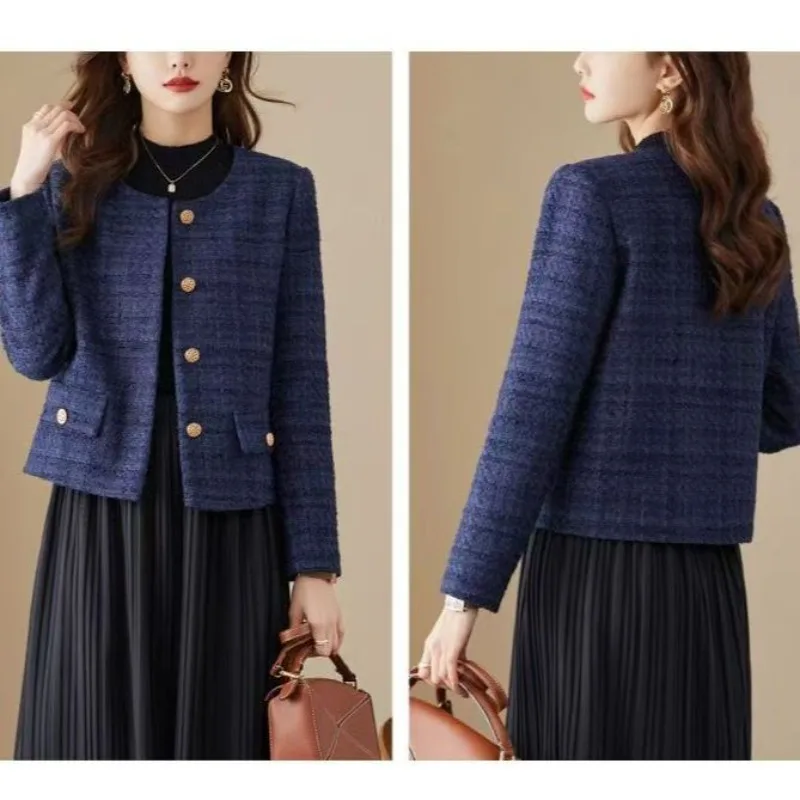 Short 2026 Fragrant Jacket, Spring and Autumn Women Fashion Round Neck New Top, Foreign Temperament Suit, High-end Woolen Coat