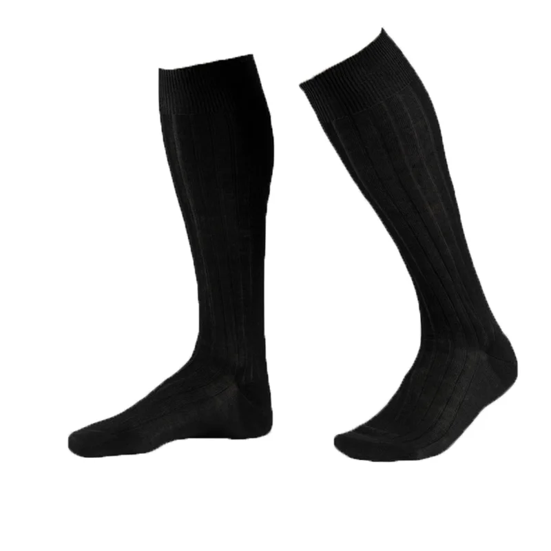 Chaussettes Tube noires pour hommes, chaussettes formelles pour hommes, chaussettes d\'affaires en coton, à la mode, costume noir