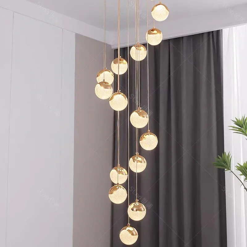 Nordic Staircase Chandelier Living Room Hotel Bedroom Pendant Lights Minimalist Decor Indoor Lighting Lusters Fixture 220V 110V - Image 2
