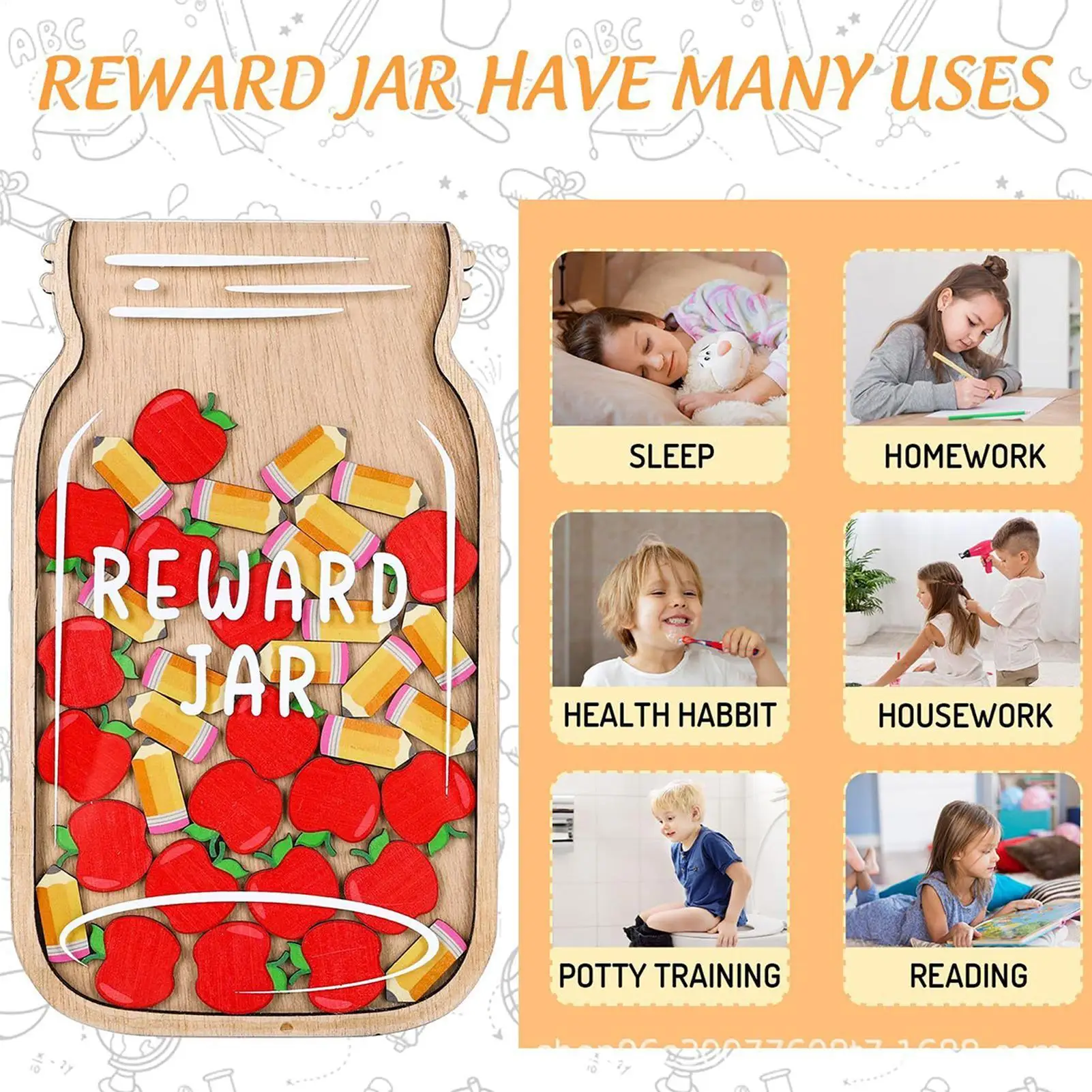 Wooden Classroom Rewards Jar Early Childhood Positive Behavior Education Tool For School Children Kindergarten Sports Toddler