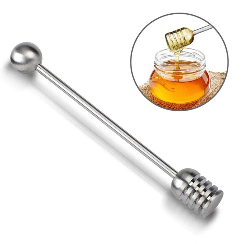 2026 New Honey Stick Spoon Solid 304 Stainless Steel Honey Dipper Drizzler Stirrer Spoon Mixing Stick Tool