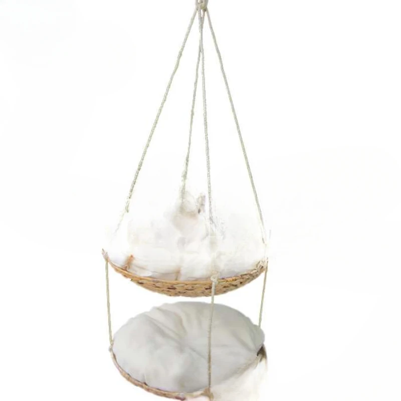 

Removable and washable swing pet nest cat tree supplies bed -woven double-layer rattan cat nest