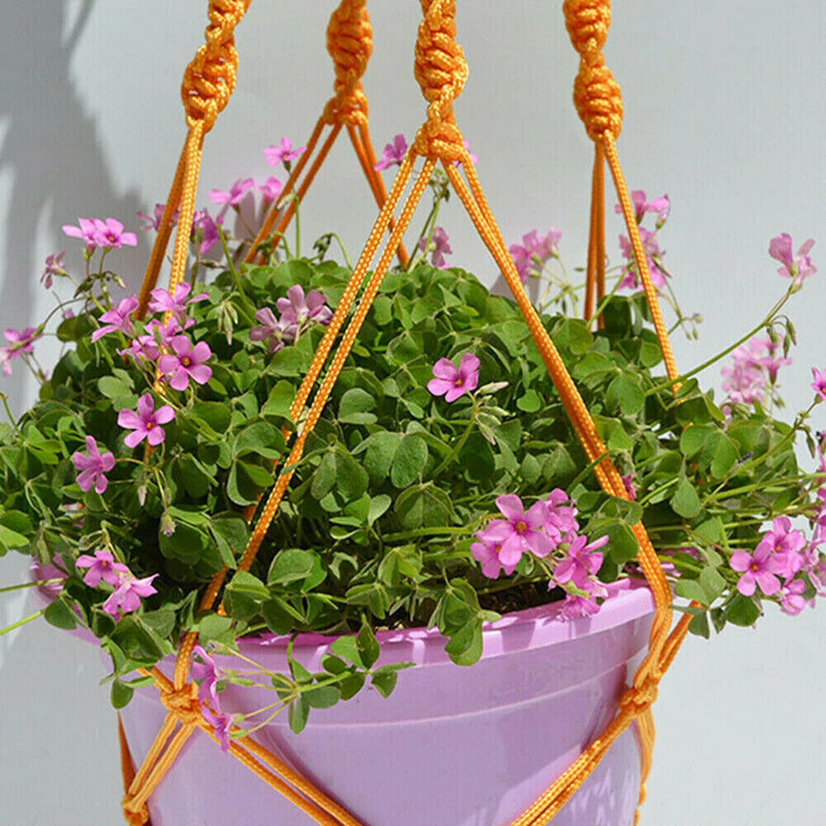 Nylon Planter Mesh Pocket Hand Woven Multi Colour Planter Hanging Rope Garden Plant Hooks Rope Planter Stand Decoration