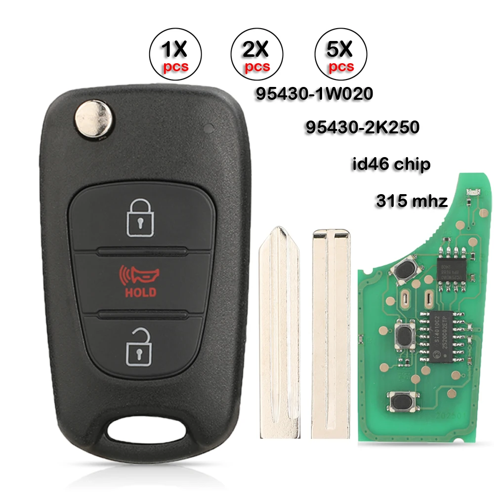 

jingyuqin for Kia Soull Sportage Rio optima 95430-2K250 95430-1W020 315mhz Fsk id46 car key remote and key shell