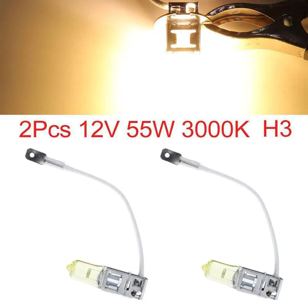 1pc H4 12V 55W 3000K Yellow Quartz Glass Car Xenon Fog Bulb Lamp Halogen Lamp Head I2T2