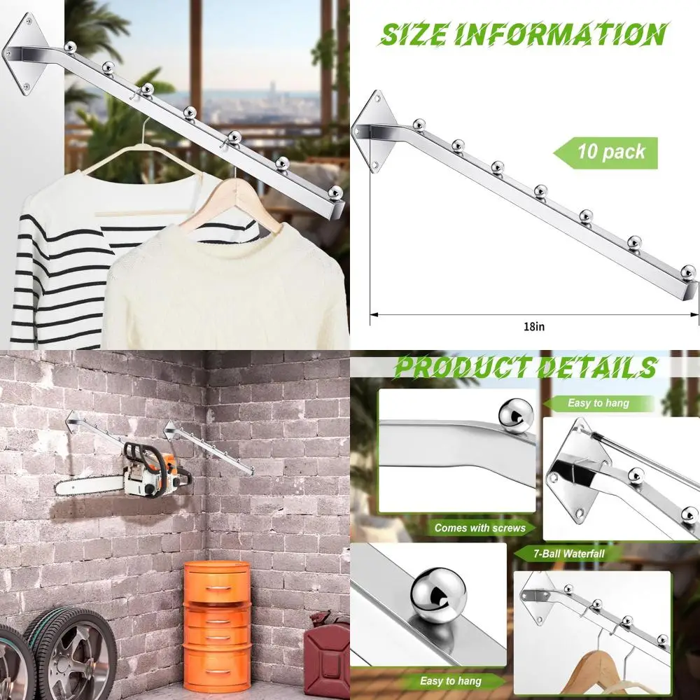 

18 Inch 7-Ball Waterfall Hooks - Wall-Mounted Heavy-Duty Coat Rack for Home Use