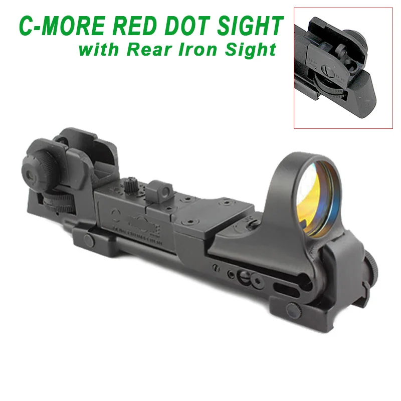 

Tactical C-MORE Red Dot Reflex Sight Railway Scope with AR Rear Iron Sight Integral Picatinny Mount Hunting Riflescope