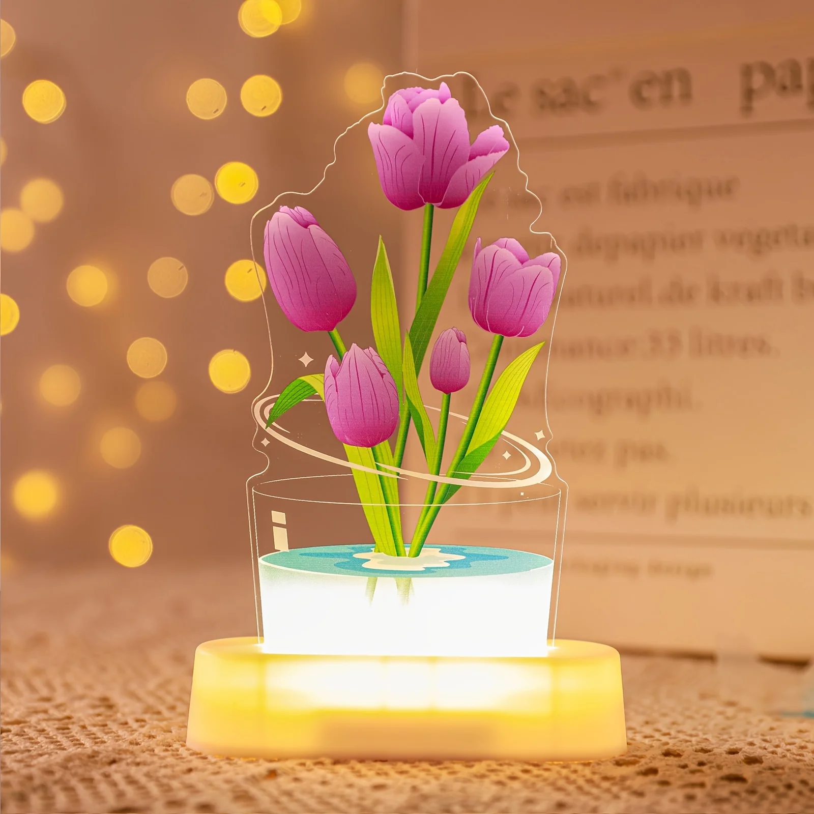 Tulip Night Light - DIY Desk LED Night Light 3D Lamp Tulip Bell Orchid Night Light Led Table Light 3D Night Light Birthday Gift