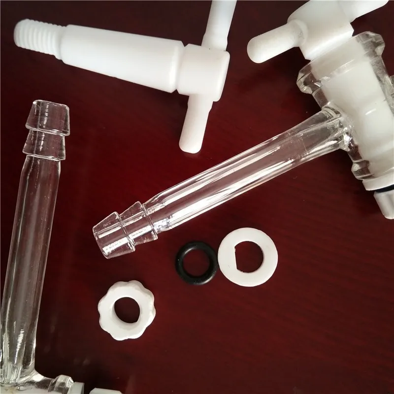 Outer diameter 9mm Lab straight glas  adapter 2 Way  Stopcock  Hose Connection Borosillcation Glass Material Thickness 2mm