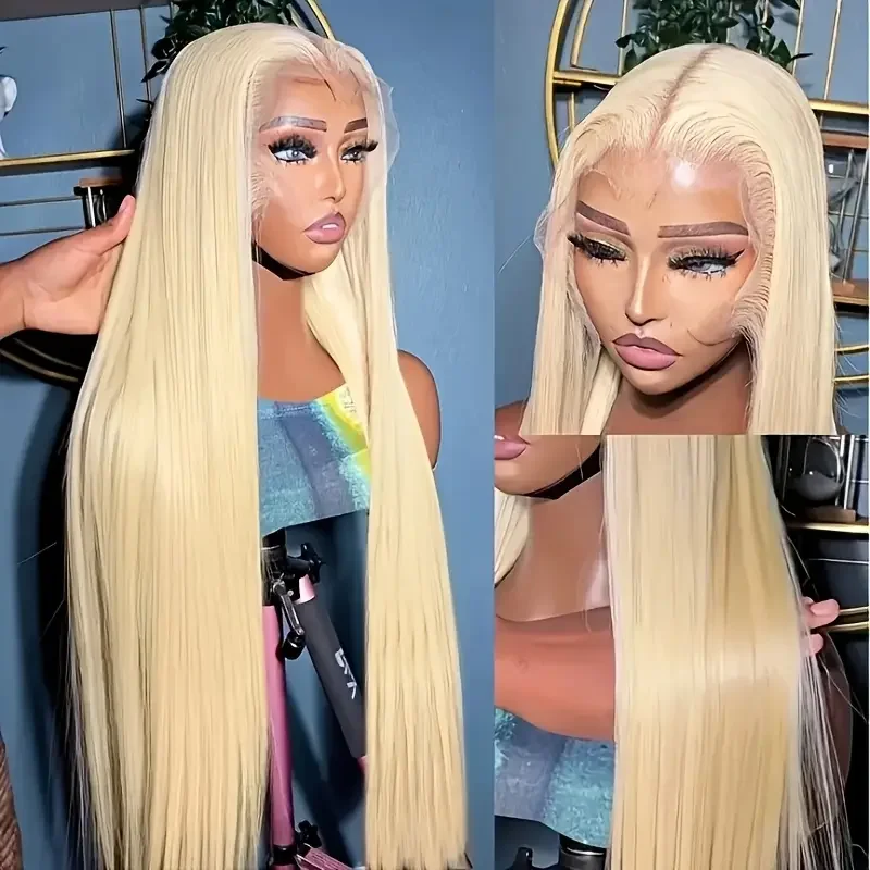 

13x4 13x6 HD Transparent Full Lace Frontal Wigs 613 Blonde Colored Straight Human Hair Wig Lace Front Wigs For Women 40 Inches