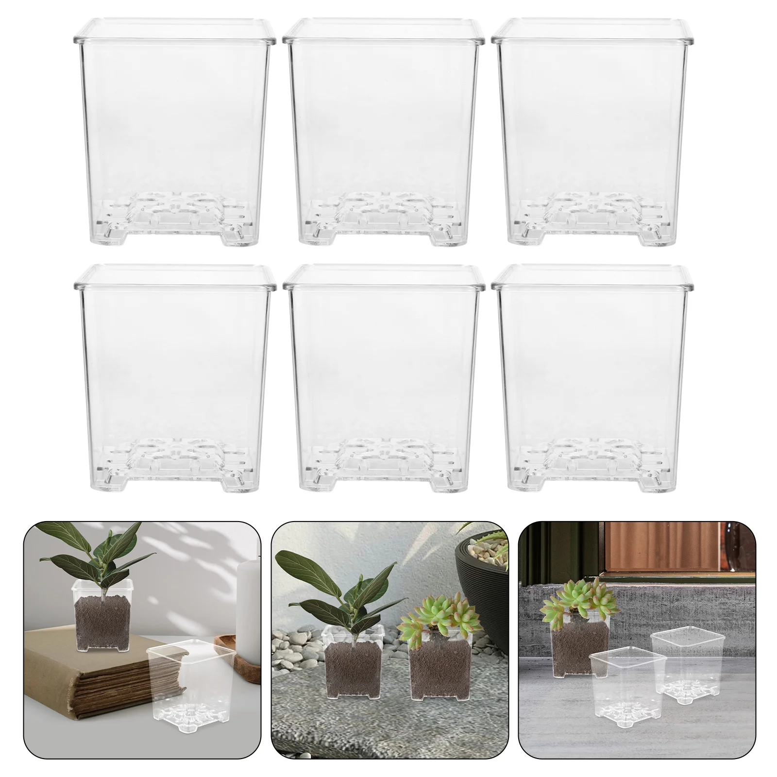 

6 Pcs Plastic Orchid in Flower Pot Clear Plant Pots with Drainage Holes Dedicated Acrylic Nursery for Plants