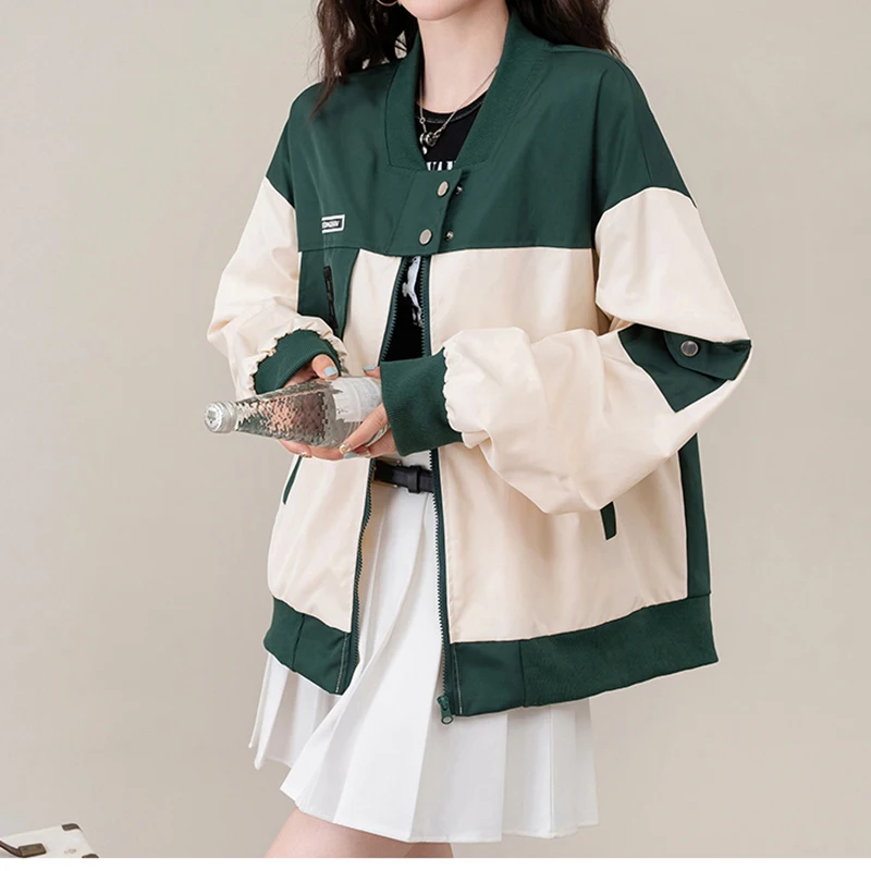 

HELIAR женское лоскутное пальто с принтом на молнии и пуговицах, крутая куртка-кардиган для девочек, уличная одежда с длинными рукавами, свободное пальто, осень