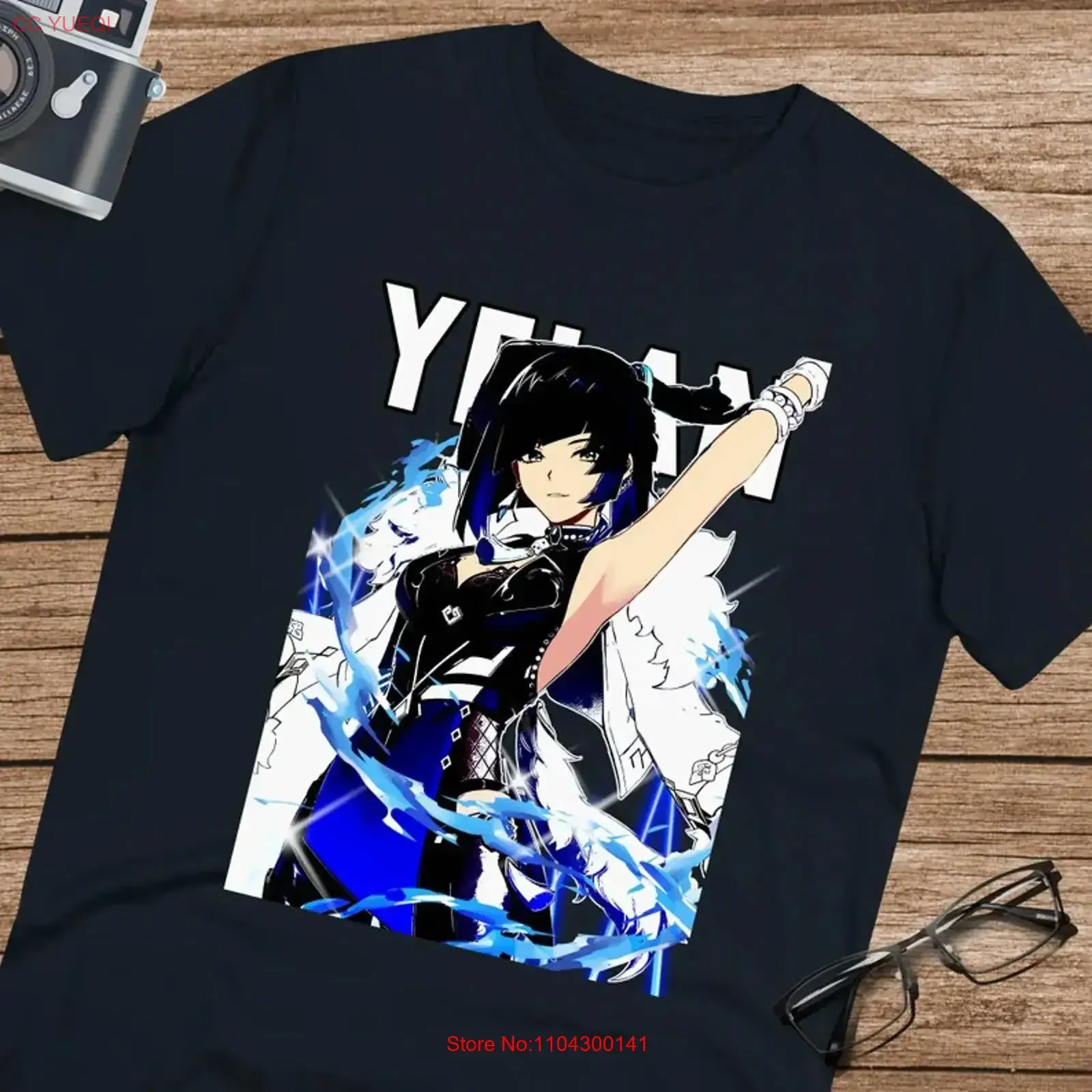 Anime Yelan Genshin Impact T Shirt Size S 5Xl Black vintage Washed fashion Comfortable Slightly Unisex Breathable Soft
