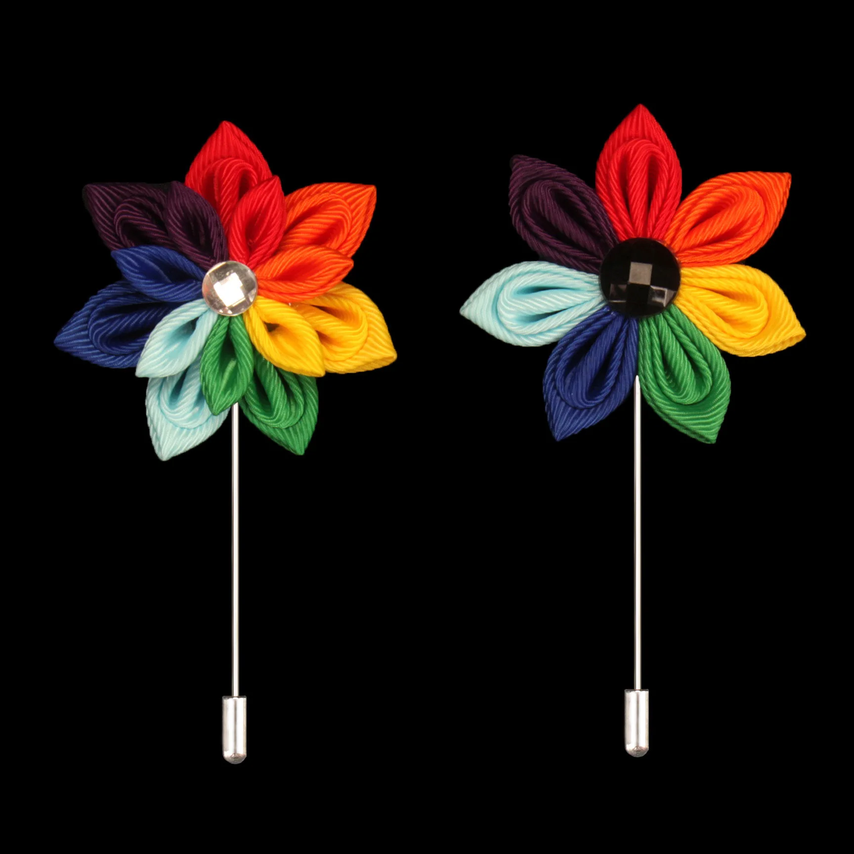 20 PCS/Lot, Mens Kanzashi Inspired Flower Lapel Pins Wedding Boutonniere Brooches