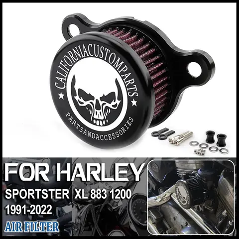 Motorcycle Skull Air Filter Cleaner Intake System For Harley Sportster XL883 XL1200 Iron 883 Forty-Eghit Seventy-Two 1991-2022