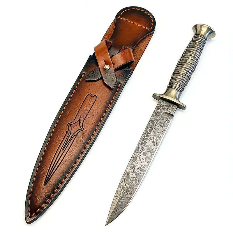 Sword / Flower Pattern Large Medium Straight Knife Cowhide Scabbard Sheath Fixed Blade Cow Leather Cover Pants Holder Protector