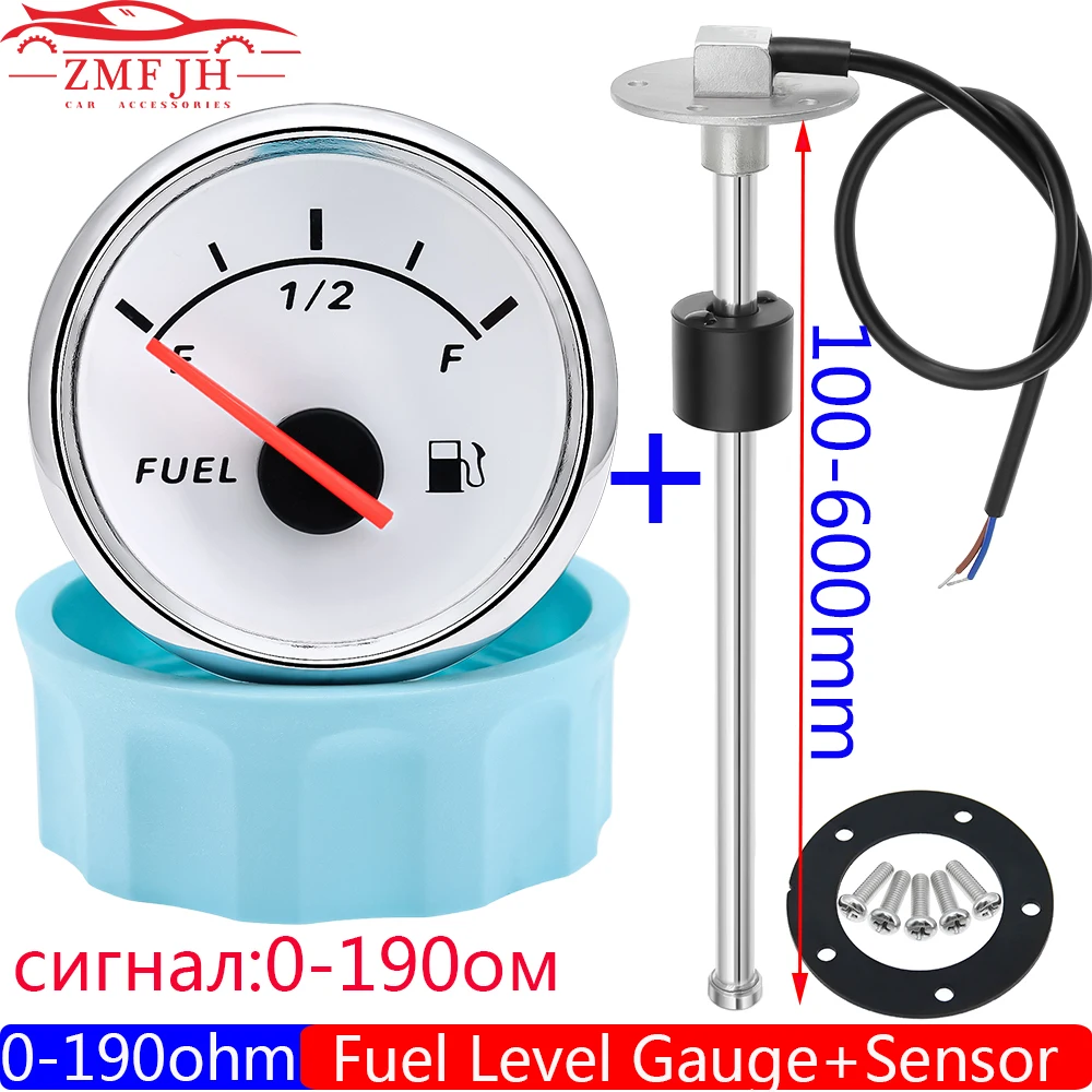 

2 ''52 мм датчик уровня топлива + датчик уровня топлива 0-190 Ом индикатор уровня масляного бака для лодки автомобиля 150 мм 200 мм 500 мм 600 мм 1000 мм