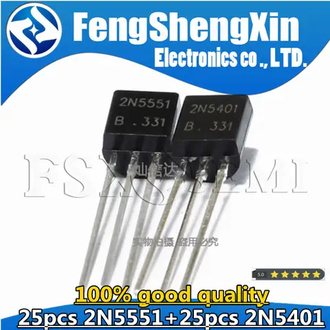 50pcs TO-92 Transistor Set 2N5551 2N5401 FSXSEMI