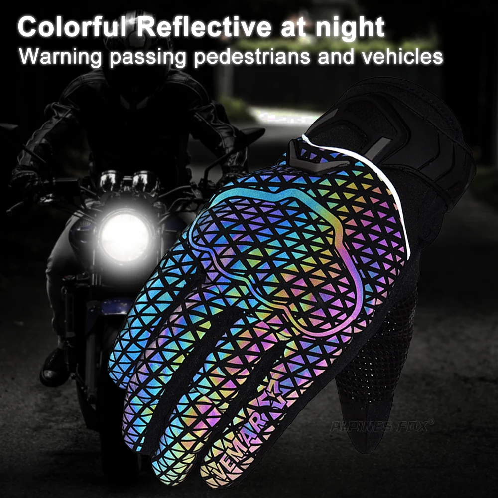 SUOMY Motorcycle Glove Summer Man Breathable Mesh TPU Reflective Motocross Racing Biker Gloves Touch Screen Motorcyclist Gloves