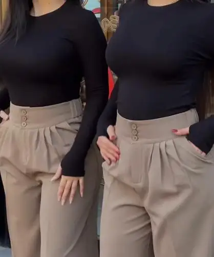Fashionable and Minimalist High Waisted Button Zipper Front Wide Leg Pants for Women, Solid Color Casual Loose Wide Leg Pants
