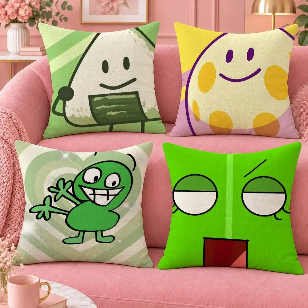 Cartoon Battle for Dream Island Cushion Cover Cute Cartoon Throw Pillow Cover Soft Plush Cushion Cover Sofa Bedroom Home Decor