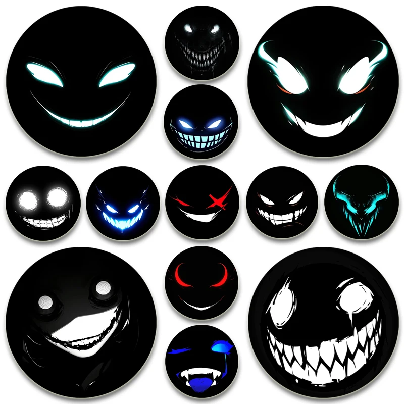 Black Smile Button Pins Facial Expressions Badge Round DIY Creative Brooches for Backpack Jewelry Accessories Gifts 32/44/58mm