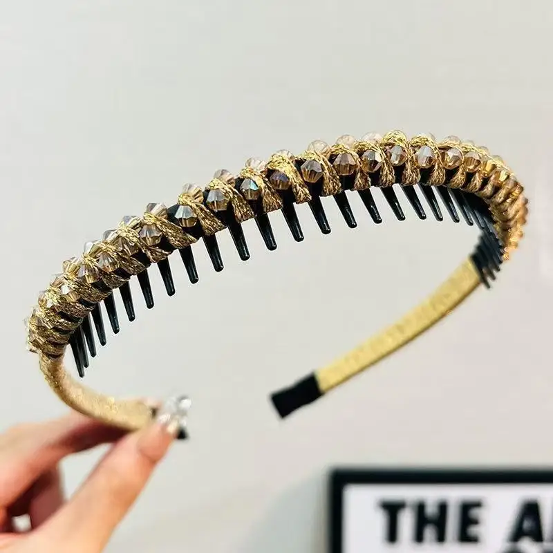 New1pc Sparkling Rhinestone Headband For Women Non Slip Teeth Comfortable Fit For Face Washing Makeup Daily Wear Parties