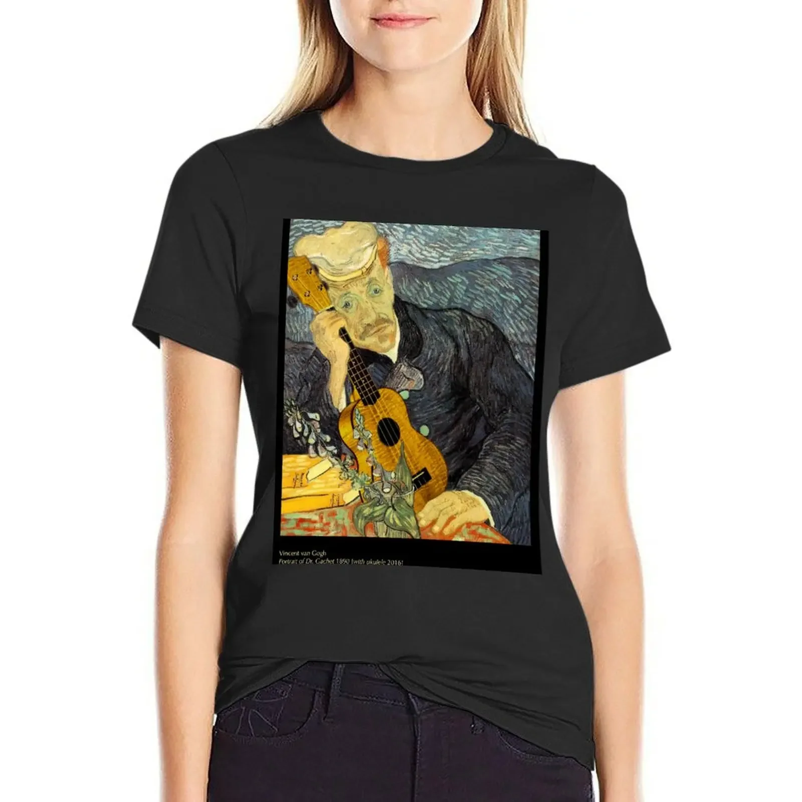 

Portrait of Dr. Gachet [with ukulele] T-Shirt anime clothes oversized t shirts for Womens