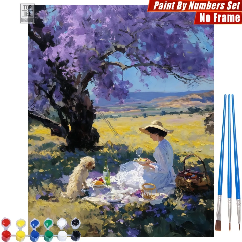 

Набор для рисования по номерам Lady Picnic Puppy DIY - Женщина, цветы, холмы, декор для дома, подарок на День благодарения для бабушки