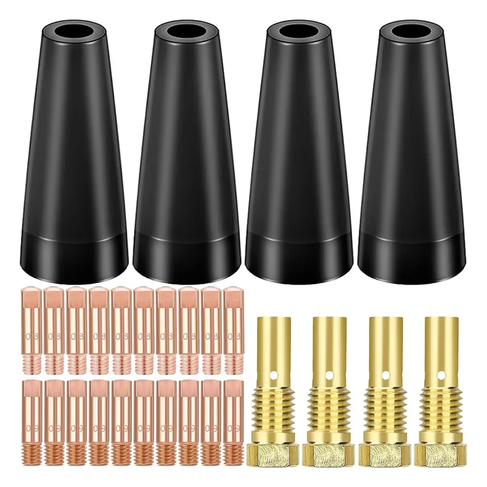 

28PCS 14AK Airless Nozzle Conductive Nozzles 0.8mm/0.9mm Enhanced Heat Resistance Gasless Nozzle Contact Tips Kit Welding Tools