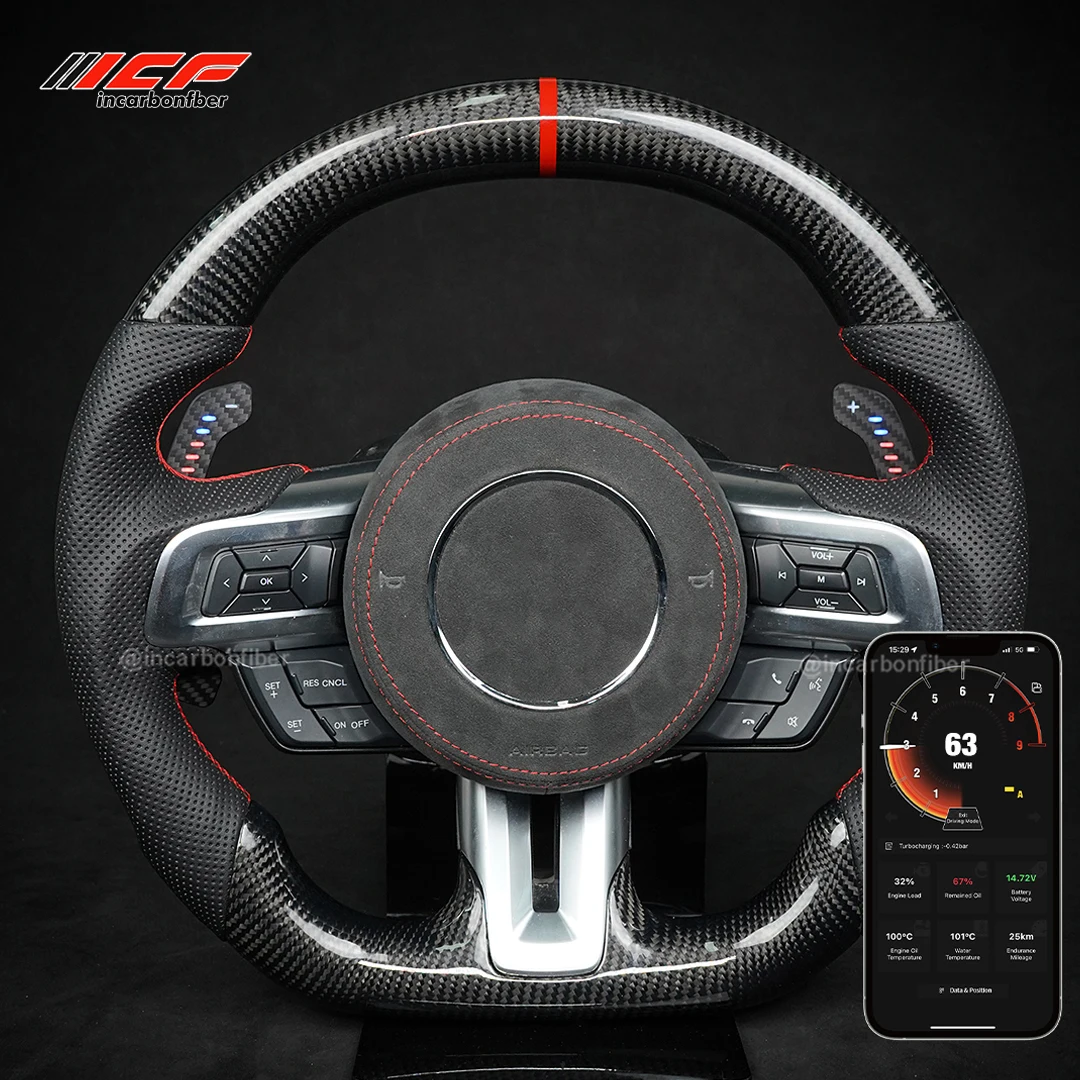 

100% Real Carbon Fiber LED Magnetic Paddle Shifters For Ford Mustang GT 2015-2023