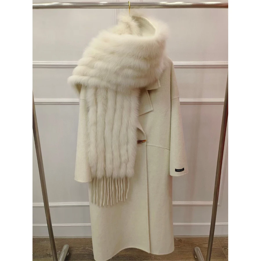 

Cashmere Coat Women Natural Fox Fur Womens Clothing Luxury Fur Jacket Best Selling Winter Long Coat