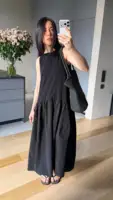 FSLE Women's Minimalist Commute Sleeveless Crew Neck Slim Fit Tank Dress 2026 Summer New Arrival Elegant Black Long Daily Dress - Image 6