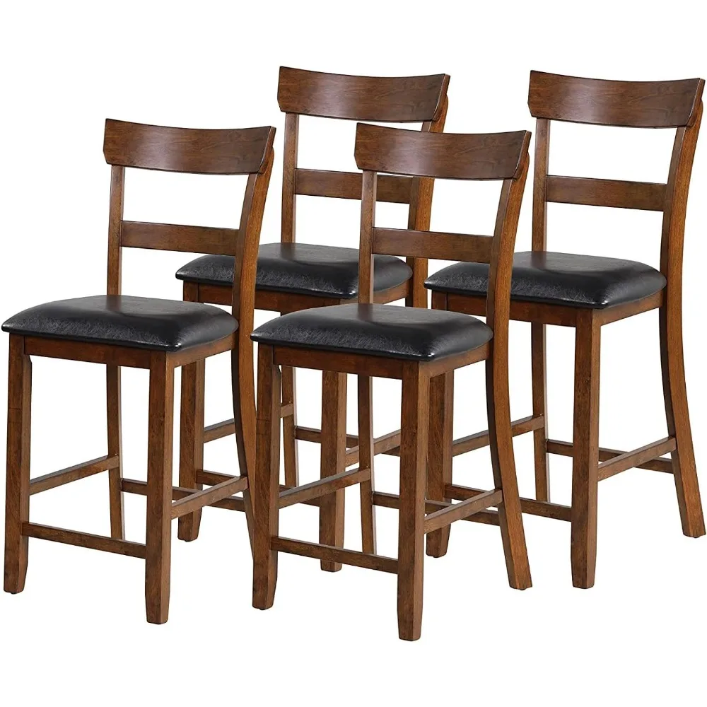 

Counter Height Bar Stools Set of 4, Farmhouse 25.5” Wood High Dining Chairs, Counter Stools with Back for Kitchen Restaurant Ba