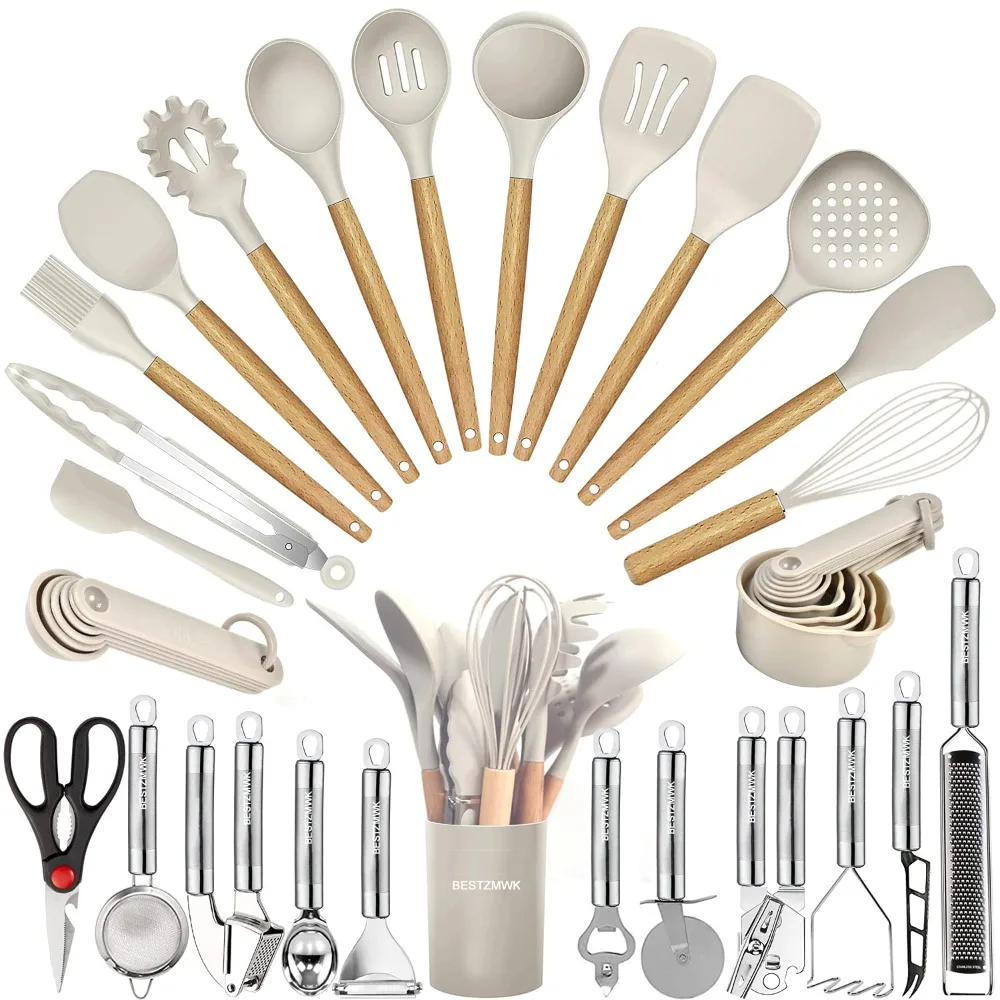 Kitchen Utensils Set- 35 PCs Cooking Utensils with Grater,Tongs, Spoon Spatula &Turner, Kitchen Gadgets Tools Set