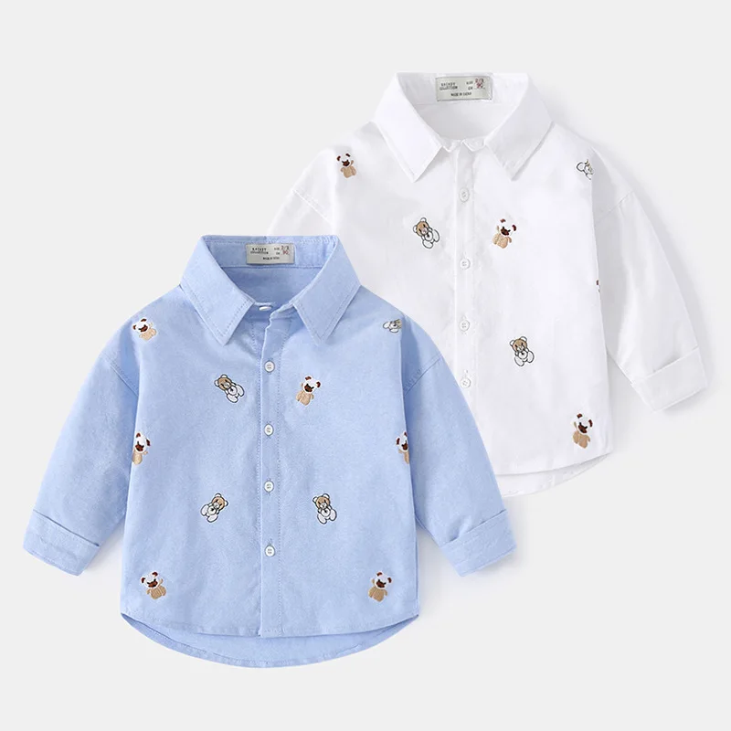 Children\'s Cartoon Shirts 2023 Spring Autumn Baby Lapel Blouse Korean Version Kids Full Print Boys Long Sleeves Cotton Shirt