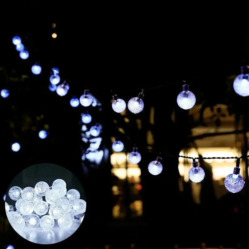 الطاقة الشمسية LED كريستال الكرة سلسلة ضوء في الهواء الطلق مصابيح الجنية للماء لتزيين شجرة الحديقة #4