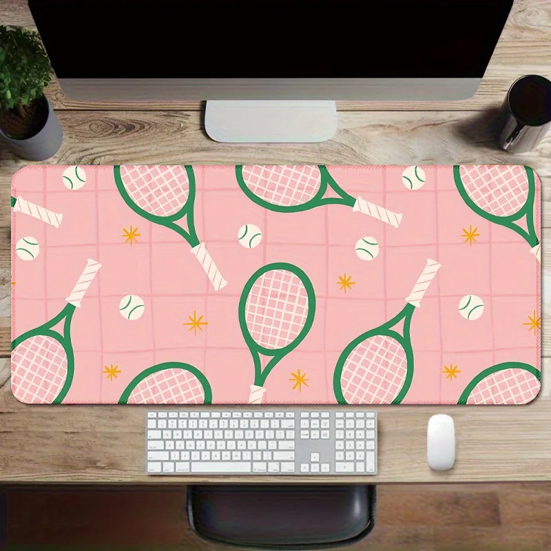 Fashionable Tennis Pink Mouse Pad Sport Design Washable Desk Mat Non-slip Rubber Base Tablet Computer Pads for Gaming & Office