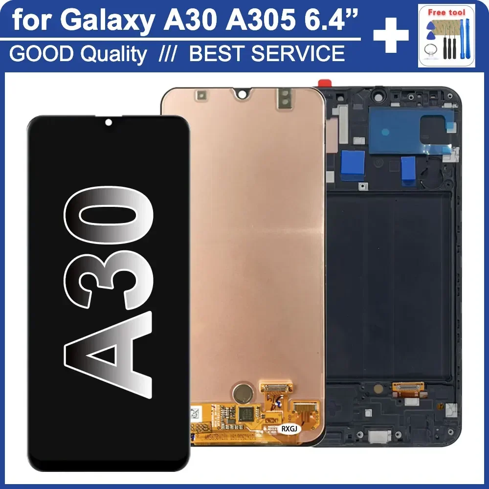 6.4\'\' Display for Samsung Galaxy A30 A305F A305G LCD Display Touch Screen Digitizer Replacement for Samsung A30 Screen Display