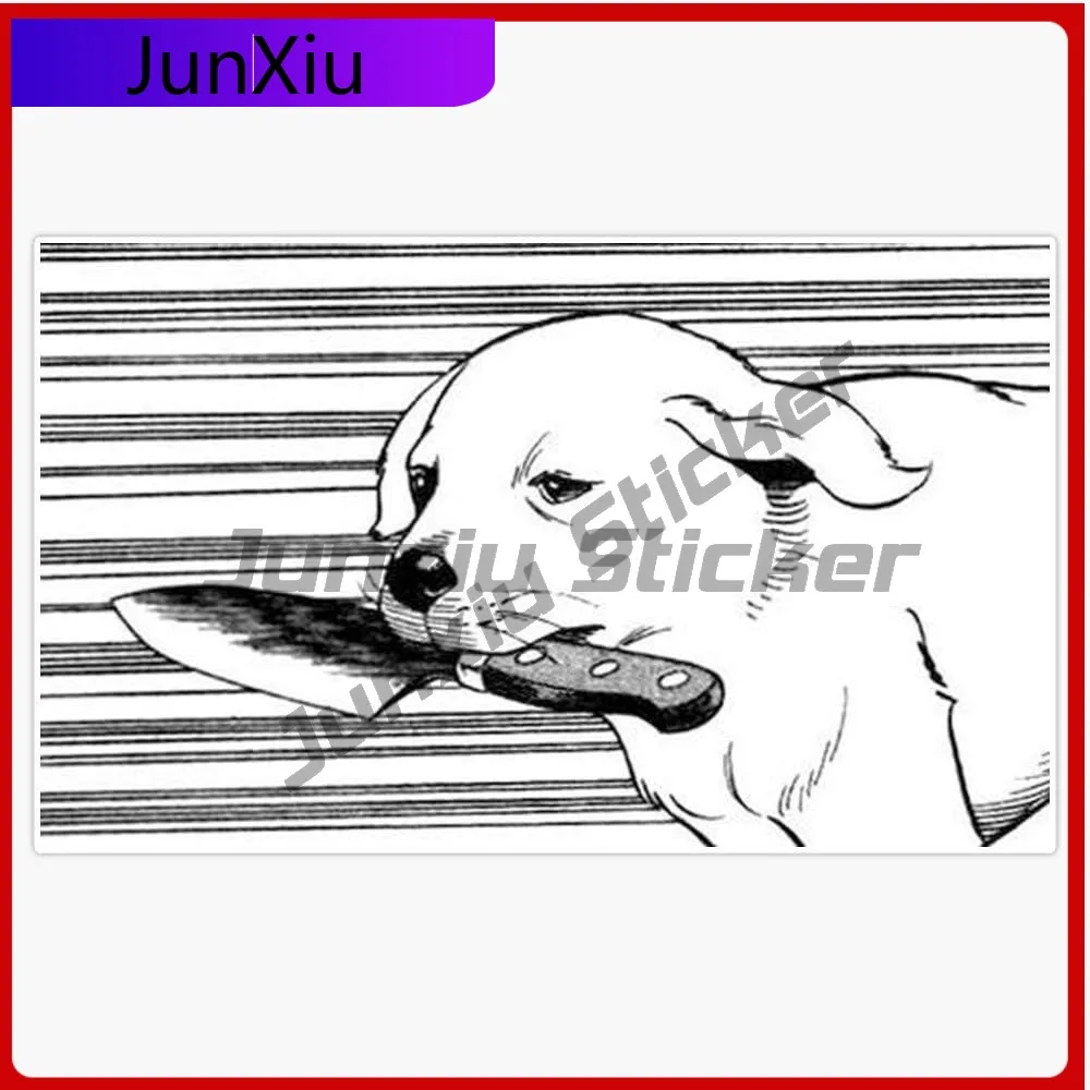 

Knife Dog Vinyl Waterproof Sticker Occlusion Scratch Decal Accessories Car Laptop Wall Window Bumper Sticker Graphic Vinyl Bumpe