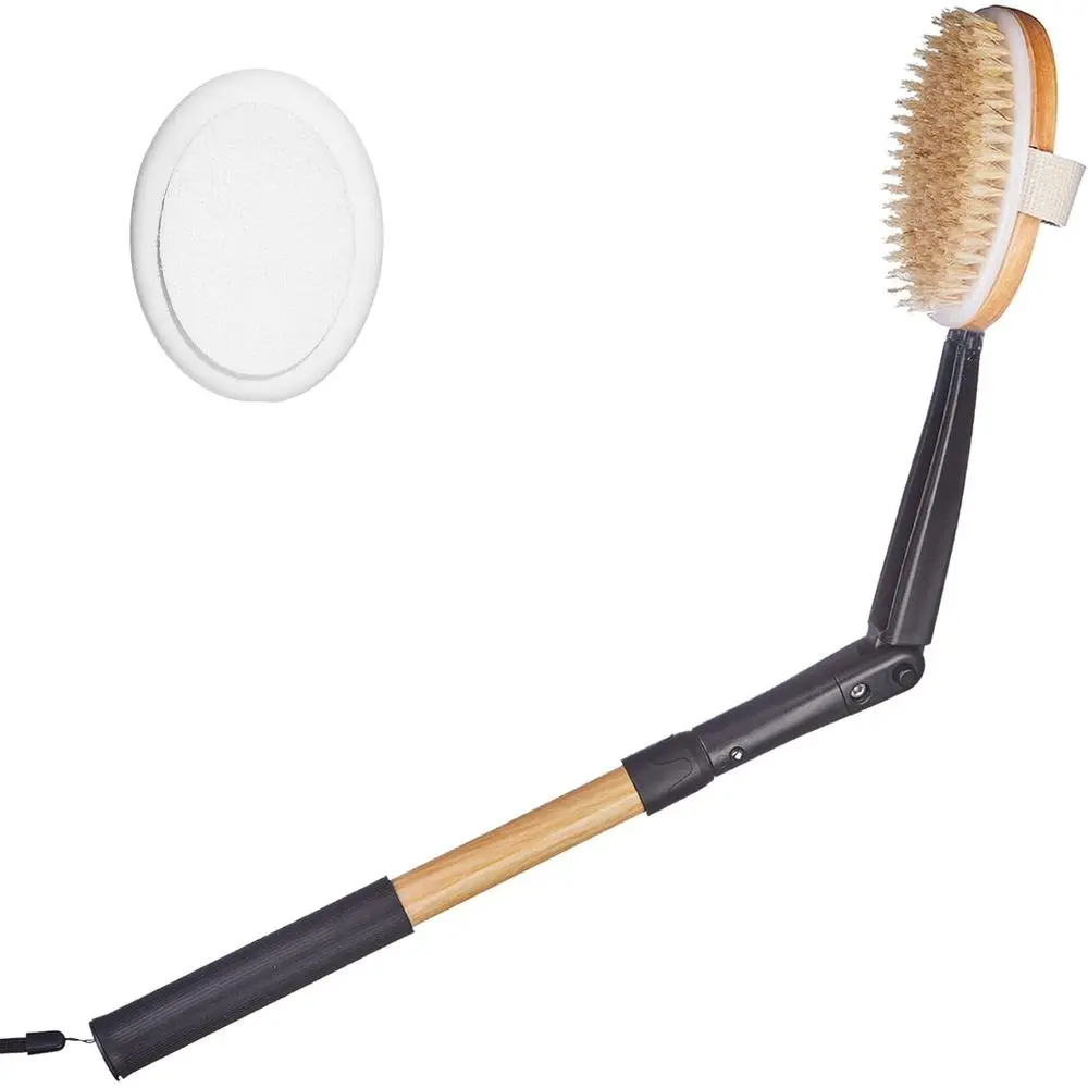 

Long Handle Bath Body Brush & Lotion Applicator for Back Scrubber, Shower Brush with Soft Bristles for Wet or Dry