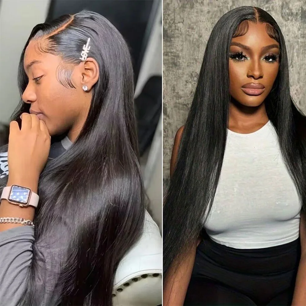 Straight 13x4 Natural Color Lace Front Wigs Human Hair 200 Density Natural Color Brazilian Pre Plucked Frontal Wig For Women