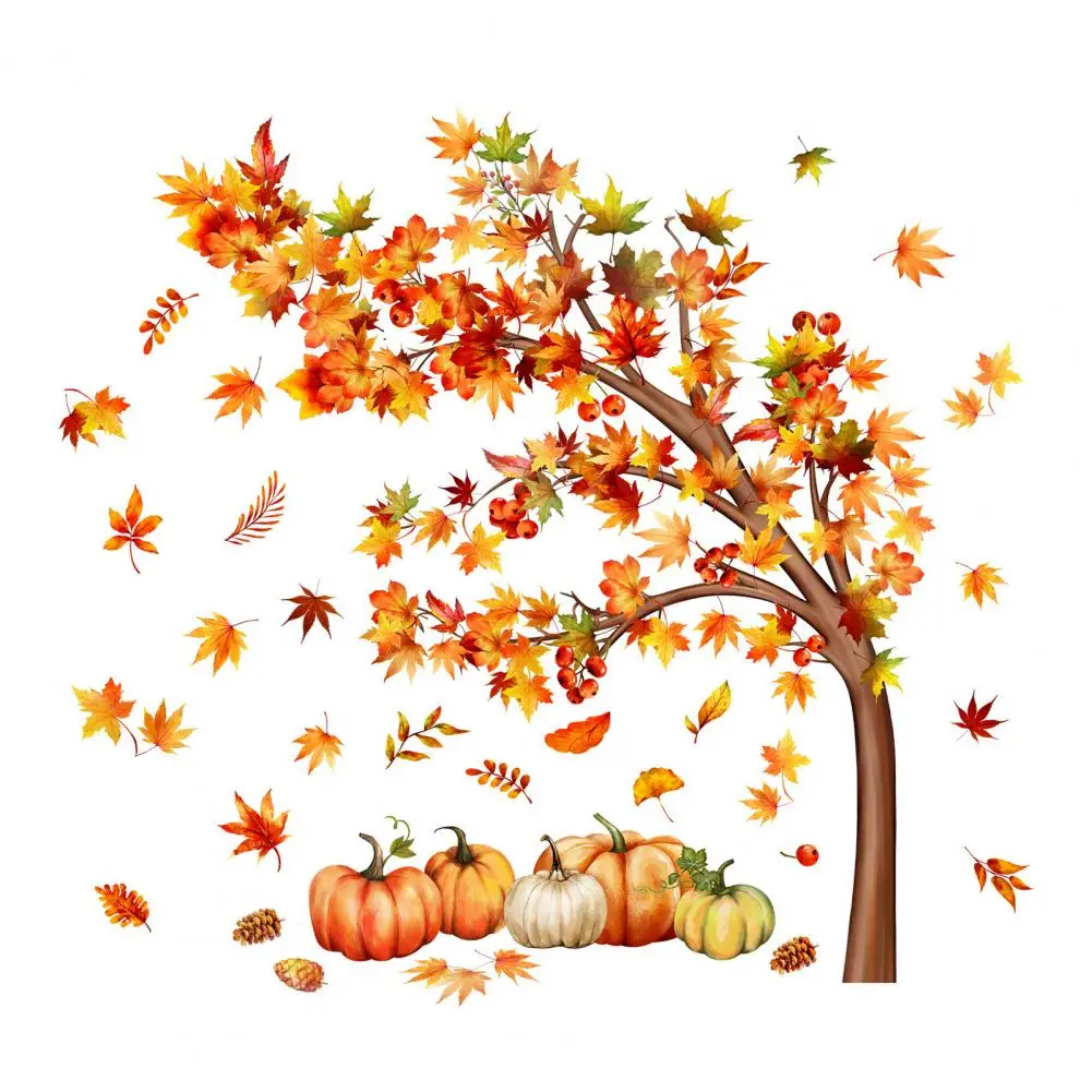 Easy to Apply Wall Decal Autumn-themed Toilet Sticker Set Removable Waterproof Pvc Decals for Bathroom Room Decor Featuring Fall