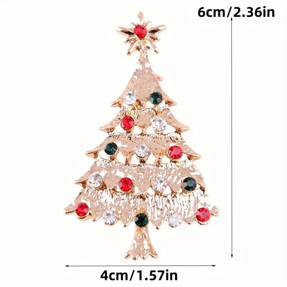 4Pcs Christmas Enamel Brooches Santa Claus Christmas Tree Rhinestone Lapel Pins Women's Christmas Party Clothing Bag Decoration Pins Christmas Gifts Jewelry