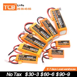 TCB akumulator do RC Lipo 2S 3S 4S 6S 7.4V 11.1V 14.2V 14.2V 1300 1800 2200 2600 3000 4200 5200 6000mAh bateria XT60-T Deans Plug