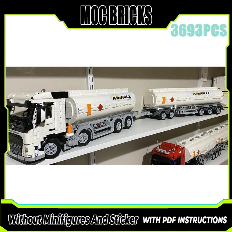 Exquisite New Product MOC Building Blocks Car Model Tank Truck and Trailer Combination Technology Modular Festival Toy DIY Set