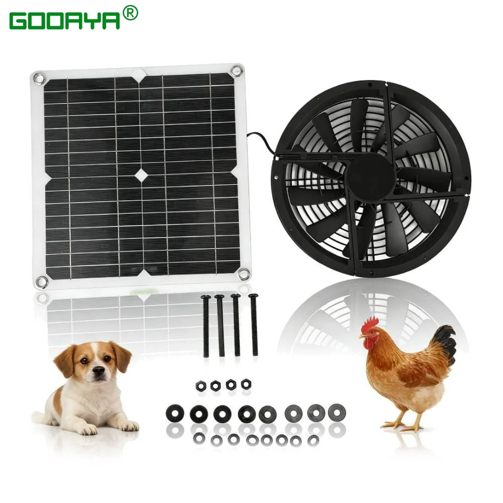 Solar Panel Powered Charger Fan Kit 100W 12V Solar Exhaust Fan with Panel for Chicken Coop Greenhouse Chicken Coop Shed