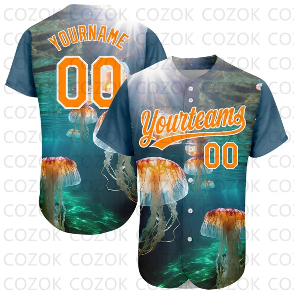 Custom Jellyfish Baseball Jersey Men and Women Section Shirt 3D Printed Shirt Casual Team Shirts Hip Hop Unisex Tops