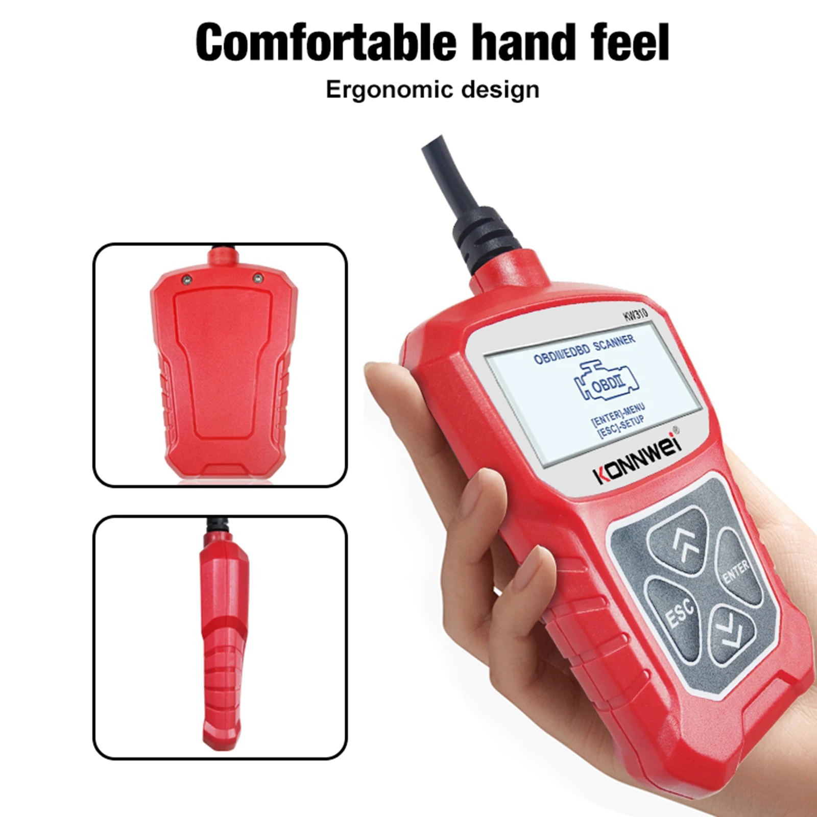 Считыватель кодов, профессиональный инструмент для автомобильного двигателя KW310 для автомобилей OBDII