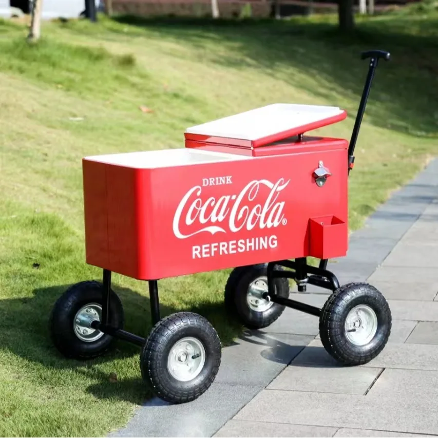 75L Cross-Border Stylish Insulated Trolley Cooler Thickened Insulation Box for Outdoor Portable BBQ Camping